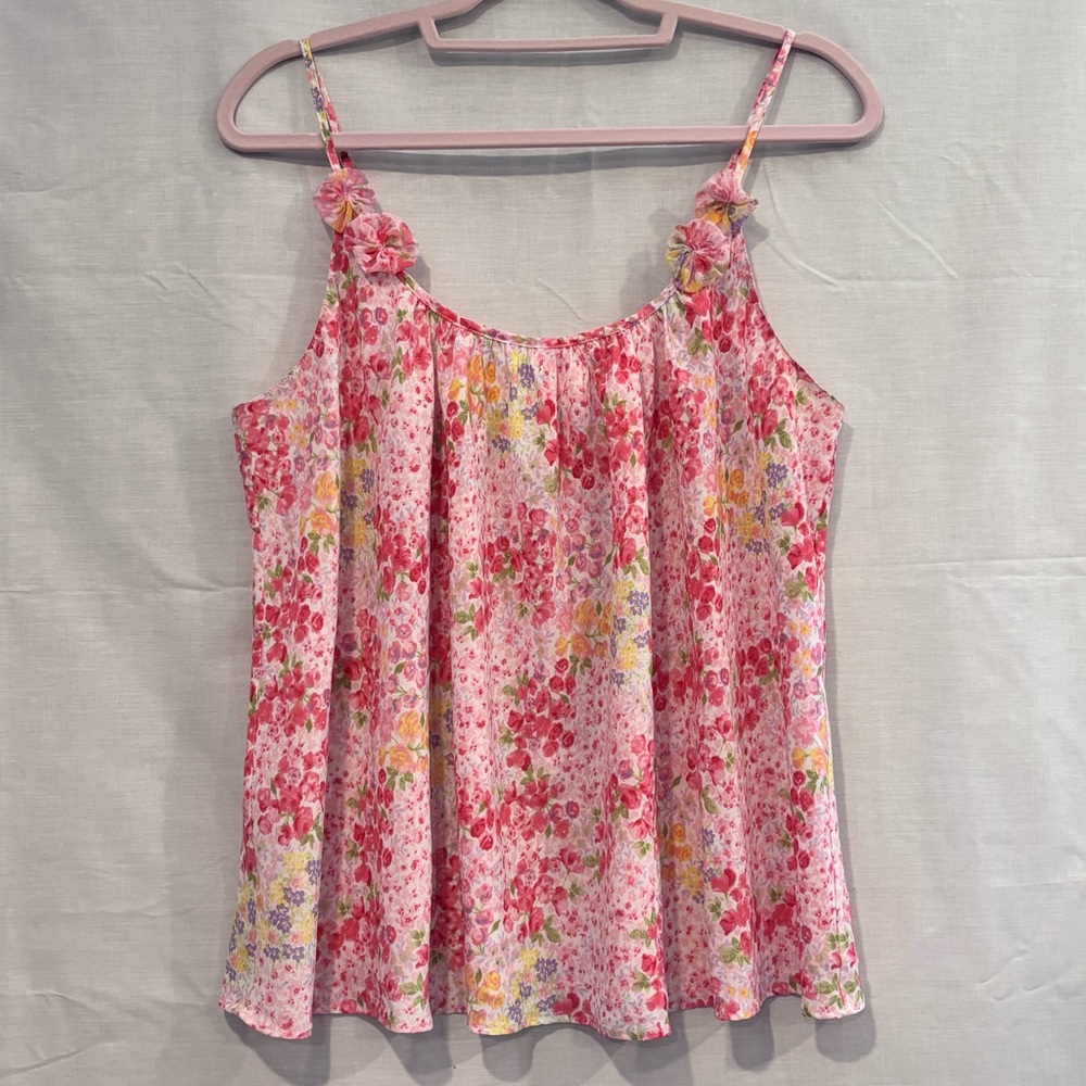 Oscar de La Renta Pink Label Sheer Floral Camisole Tank Top Women’s Size XL
